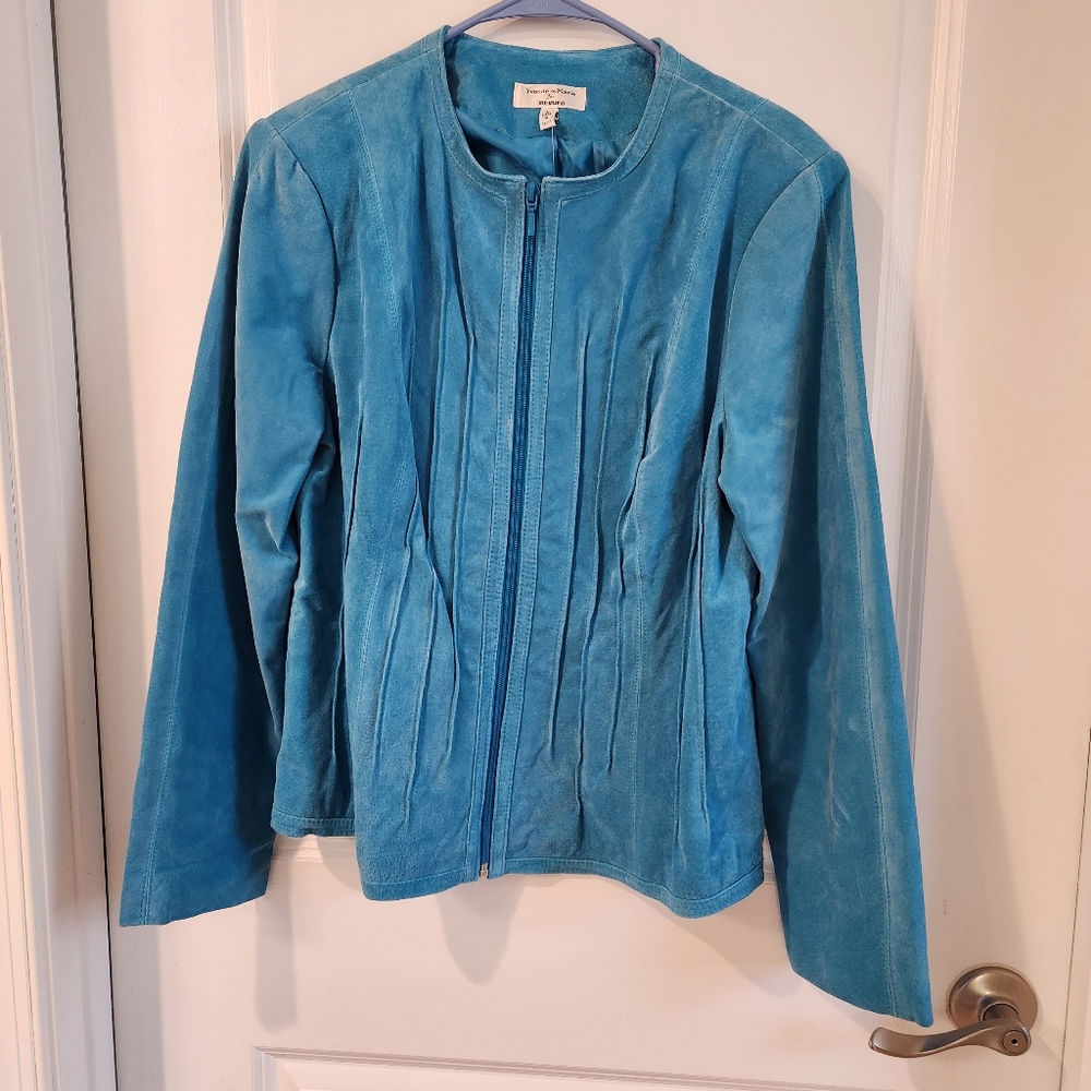 Yvonne & Marie New large blue leather jacket